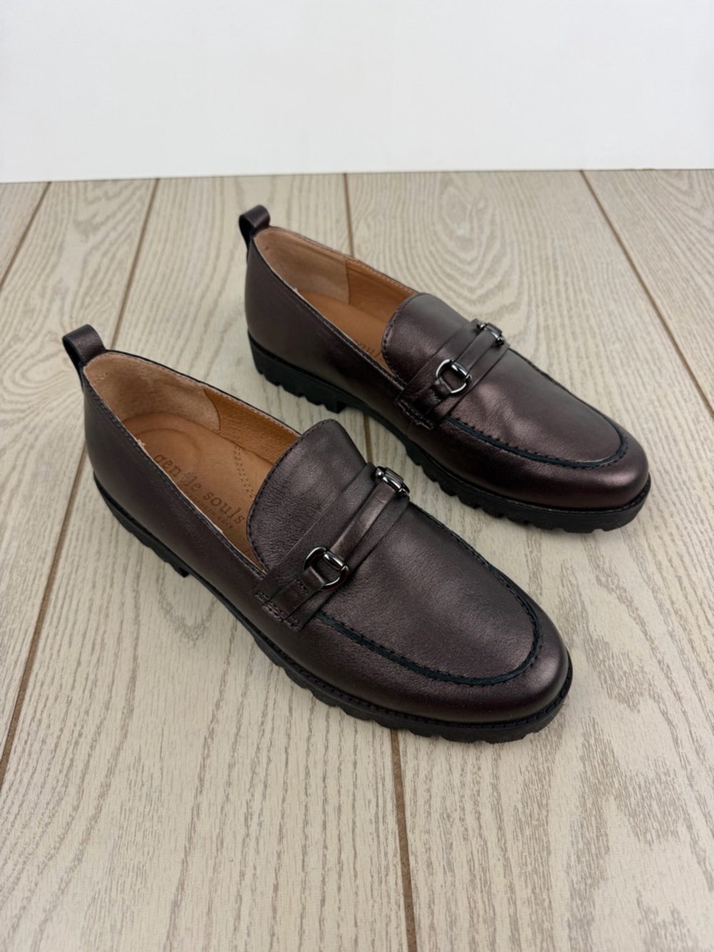 Gentle Souls Women's Eugene Lug Sole Loafer 9.5M Bronze Leather $219